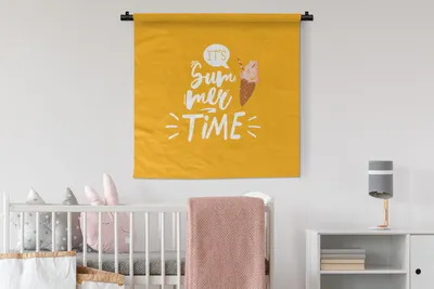 Produktbild von MuchoWow® Wandteppich Wandbehang Sommer - Eiscreme - Weiß 90x90 cm Tapisserie Dekoration Wandtuch - Wandaufhänger