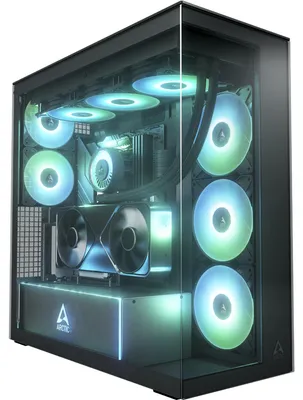 Zdjęcie produktu dla ARCTIC Xtender VG Black (Mirror Glass), Midi Tower, PC, Czarny, EATX, Metal, Szkło hartowane, Gaming