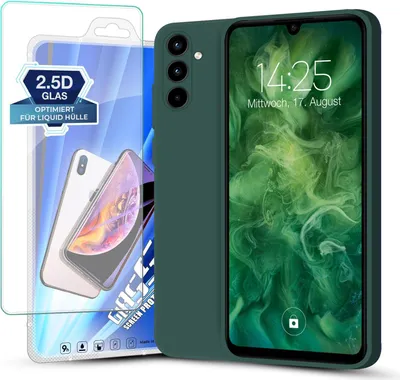 Produktbild von Hülle für Samsung Galaxy A35 5G mit 9H Displayglas Displayschutz Plus Case Cover Bumper Silikon Softgrip Schutzhülle Farbe: Grün