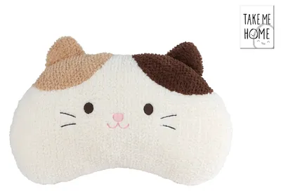 Produktbild von Take Me Home Plüsch Katzenkissen 53x33cm Kuschelkissen weiß