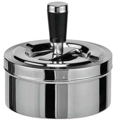 Produktbild von Drehaschenbecher - 1x - verchromt - 11 cm - Druckaschenbecher - Sturmaschenbecher