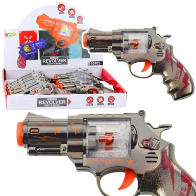 Immagine prodotto di Pistola giocattolo, revolver, caricatore con palline, luci e suoni