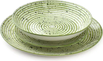 Zdjęcie produktu dla Zestaw naczyń Mondex Stripes Green, 18 elementów