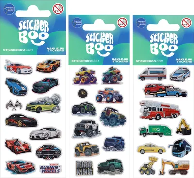 Produktbild von Aufkleber Boo Serie 534609 mit Cars-Grafiken, 3 zufällige Designs, 18x7 cm