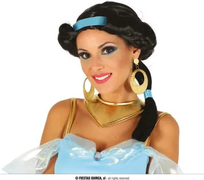 Produktbild von Wüstenprinzessin Schwarzer Zopf Karnevalszubehör Edles Accessoire Märchenkönigin Sheik Look Königlich Orientalische Kostümidee Faschingsparty, Farbe: Schwarz