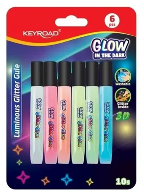 Image de Keyroad Colle pailletée Luminous fluorescente, 6 couleurs