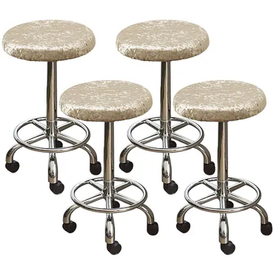 Produktbild von 4 Stück Hockerbezug Rund 40-50cm Elastischer Stuhlbezug Barhockerbezug, Gold