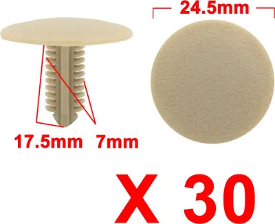 Image de 30Pcs Rivet plastique Clip retenue trou 7mm 24.5mm tête voiture porte Beige