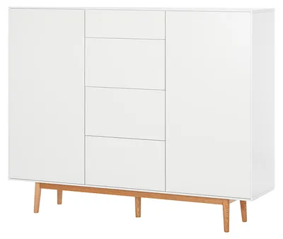Produktbild von home24 Highboard mit 4 Schubladen - Weiß / Eiche - 160 x 128 x 40 cm