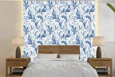 Obrázok produktu pre Fototapeta s motívom modrých listov, rozmer 350 cm x 350 cm