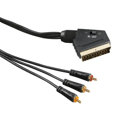 Produktbild von Hama 1.5m Scart - 3 RCA, 1,5 m, SCART (21-pin), 3 x RCA, Gold, Schwarz, Männlich/Männlich