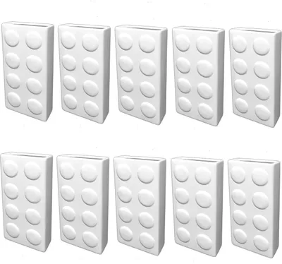 Ten white ceramic water evaporators for radiators are arranged in two rows on a white background.