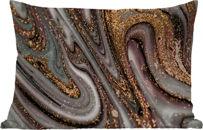 Produktbild von MuchoWow® Outdoor Kissen - Marmoroptik - Gold - Glitter - Luxus - Marmor - Weiß - 60x40 cm - Wetterfest - Lounge Kissen - Zierkissen - Kissen für Innenräume