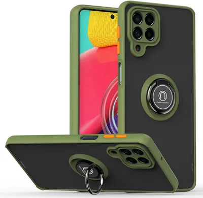 Produktbild von Samsung M53 Hülle, Ring Halter Ständer Matte Transluzent TPU Rahmen Stoßfest Schutzhülle für Samsung Galaxy M53 Grün