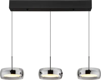 Zdjęcie produktu dla Lampa wisząca LED, czarna, szkło w kolorze dymu, wys. 120 cm