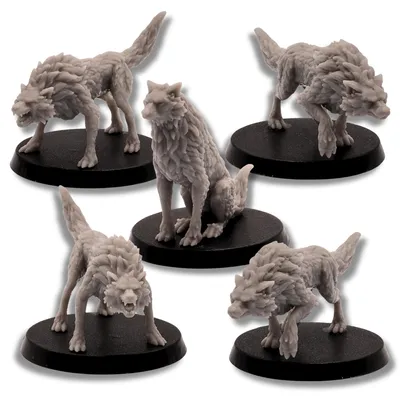 Image de Lot de 5 figurines de loups fantastiques pour jeux de rôle