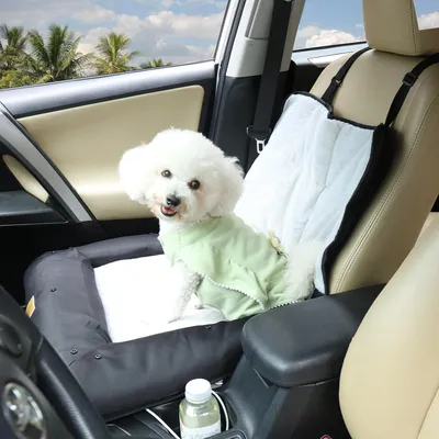 Produktbild von Hunde Autositz für mittlere Hunde, Hundesitz Auto Beifahrersitz, Verstärkter Autositz mit Befestigungsgurten, wasserdicht rutschfest Hundeautositz für Rückbank Vordersitz, M 66x55x49 cm