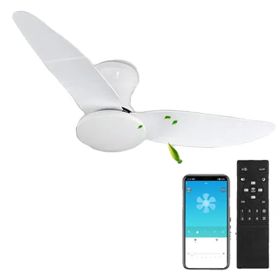 Obrázek produktu pro Stropní ventilátor s osvětlením, dálkové ovládání, stmívatelné, bílá barva, sada 2 kusů