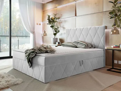 Obrázek produktu pro Hotelová manželská postel 180x200 PALMA - světlá šedá + topper