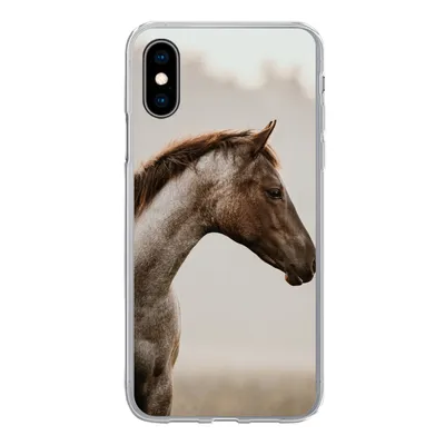 Produktbild von MuchoWow® Handyhülle Schutzhülle Hülle für iPhone X Pferd - Nebel - Natur Silikon Softcase Handy Hülle - Handyhülle