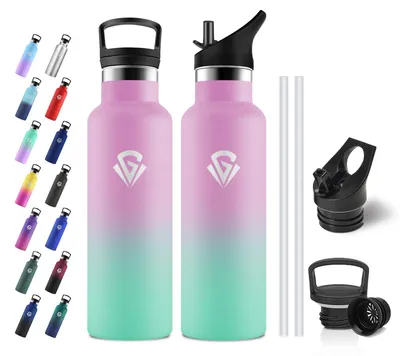Productafbeelding van JAPORIA drinkfles 500 ml, thermosfles met rietje, vacuüm geïsoleerd, BPA-vrij, gemaakt van