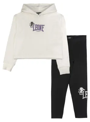Zdjęcie produktu dla Zimowy komplet dla dziewczynki, bluza z kapturem i legginsy Leone 1947 w kolorze lawendowym