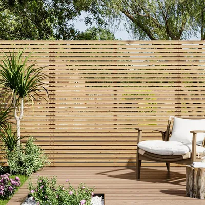 Produktbild von Livingandhome Garten-Sichtschutzzaun Holz – teilweiser Sichtschutz, wetterfest & einfach aufgebaut