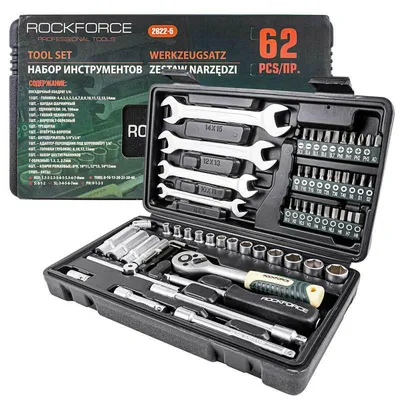 Obrázok produktu pre Sada Kľúčov Rockforce 1/4" 62 Dielov