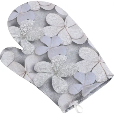 Produktbild von Topflappen Grau Blume 28 x 18 cm mit Aufhängeloch und Magnet
