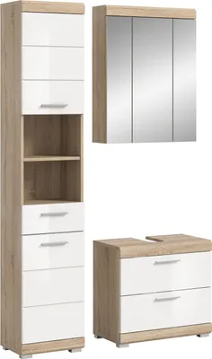 Productafbeelding van Lambada badkamer L15 wit hoogglans, eiken decor.