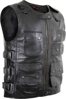 Produktbild von Leichte Herren Lamm Nappa Lederweste mit Taschen in schwarz Outdoor Weste (L)