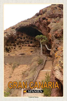 Produktbild von vianmo Holzschild 30x20 cm Gran Canaria Spanien Cenobio de Valerón Bildmotiv Reisemotiv Europa