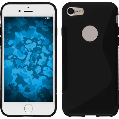 Produktbild von PhoneNatic Case kompatibel mit Apple iPhone 7 / 8 / SE 2020 - schwarz Silikon Hülle S-Style + 2 Schutzfolien