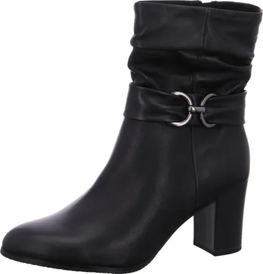 Produktbild von Caprice Damen Stiefelette Leder Zierriegel Metall elegant gerafft 9-25328-41, Größe:39 EU, Farbe:Schwarz