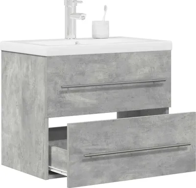 Produktbild von Maison Exclusive - 2-tlg. Badmöbel-Set Betongrau Holzwerkstoff