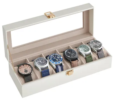 Produktbild von SONGMICS Uhrenbox mit 6 Fächern, Uhrenkasten, Glasdeckel