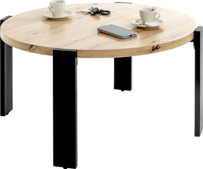 Produktbild von Couchtisch >54462< in eiche, schwarz, MDF, Metall - 42x75cm (HxD)