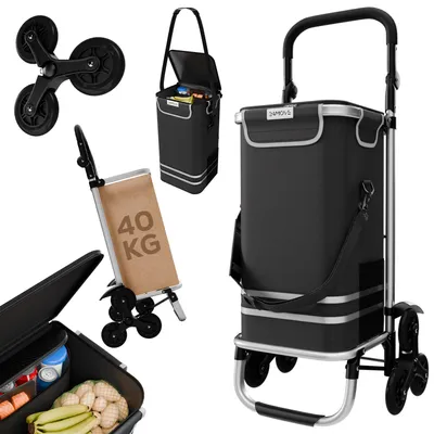 Produktbild von 24MOVE® Einkaufstrolley ALEGRE 3in1 Trolley faltbarer Einkaufswagen mit Kühlfach, schwarz