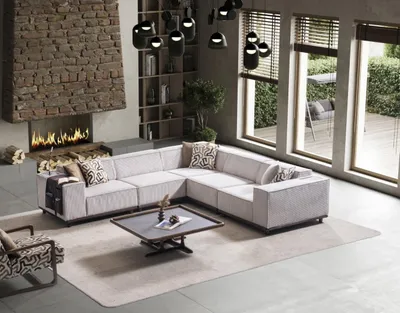 Produktbild von Beiges Textil Ecksofa Designer Wohnzimmer Sitzmöbel Polstercouch