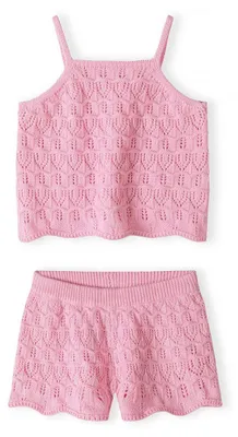 Minoti Set mit Shorts Rosa für Mädchen, Vorderansicht 2