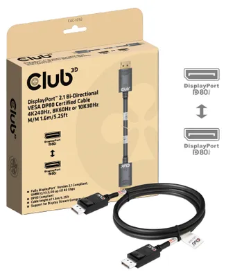 Immagine prodotto di Club3d CLUB3D DisplayPort™ 2.1 Cavo bidirezionale  VESA DP80 4K240Hz, 8K60Hz o 10K60Hz M/M 1,6 m/5,25 piedi