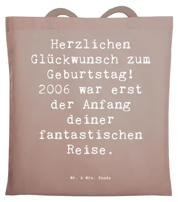Produktbild von Mr. & Mrs. Panda Schultasche Spruch 2006 Geburtstag - Braun Pastell - Geschenk, Tote Bag, Glückwunsch, Happy Birthday, Alter, Geburtstagswünsche, Tasche, dokumententasche