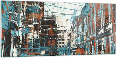 Produktbild von Bilder auf glas - Stadt Straße Haus - 120x50cm - Glasbilder - Wandbilder - Kunstdruck - zum Aufhängen bereit - Wanddekoration aus Glas - Glas Bilder - Wandbild auf Glas - Einteilig - GAB120x50-3806