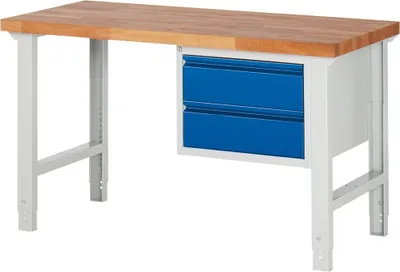 Produktbild von Werkbank mit 2 Schubladen - 180:2 - 890 x 1.500 x 700 mm (HxBxT) - Traglast 750 kg - Buche