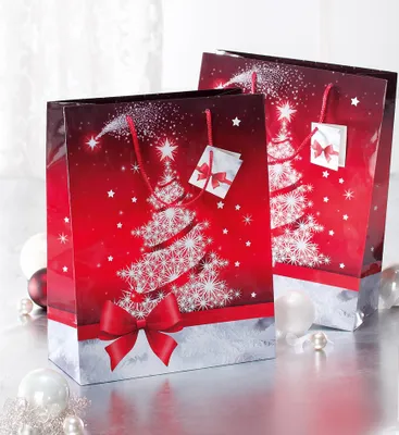 Produktbild von SIGEL GT022 Geschenktasche groß, Sparkling Tree, 260x330x120 mm, 1 Tasche