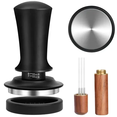 Produktbild von Espressotamper Kaffeestampfer Kaffeetamper - 51 mm - Edelstahl und Walnussholz - Für Espressoliebhaber