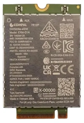 Zdjęcie produktu dla DELL DW5826E, Wewnętrzny, Bezprzewodowy, PCI Express, WWAN, 600 Mbit/s