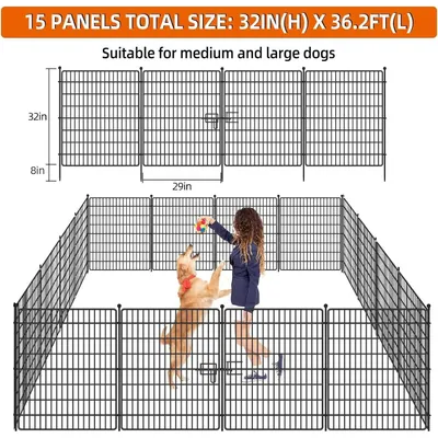 Obrázok produktu pre Dekoratívne kovové oplotenie – záhradné oplotenie – 14 prvkov plotu – 1 brána – vhodné pre psov, králikov a záhony