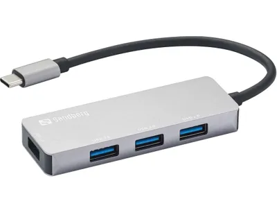 Produktbild von Sandberg 336-32, USB 3.2 Gen 1 (3.1 Gen 1) Type-C, USB 2.0, USB 3.2 Gen 1 (3.1 Gen 1) Type-A, 5000 Mbit/s, Grau, Aluminium, USB
