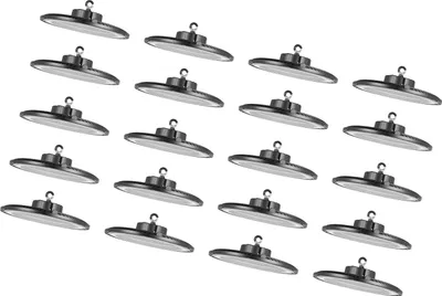 Produktbild von SucceBuy 20er-Pack LED-Hallenstrahler, 5000 K, 150 W, 21000 lm, UFO-LED-Leuchte, IP65 wasserdicht, 100–277 V Weitspannung, geeignet für Lager, Werkstatt, Fabrik, Fitnessstudio, Garage und Scheune